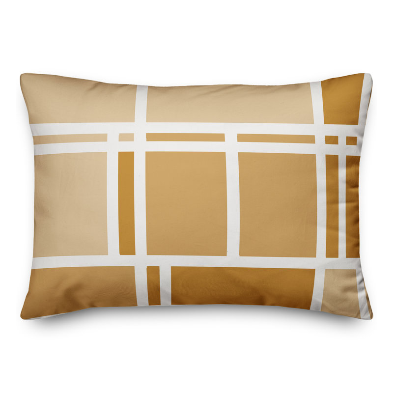  Coussin intérieur / extérieur géométrique, Orange / Jaune