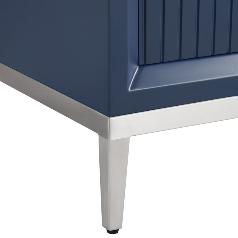 Bungalow 36" Freestanding Standard Single Bathroom Vanity with Top, Silver/Navy Blue