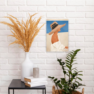 Summer Hat Profile Elegant Minimalist Peaceful Beach Summer Wall Art