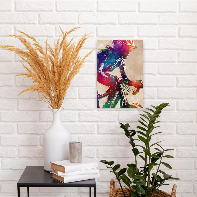 «Dynamic Cycling Watercolor Abstract Contemporary City Architecture», art mural, 18" H x 12" W