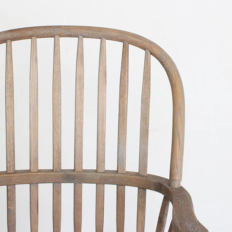 Chaise berçante en chêne massif laqué de haute qualité, Brun grisâtre