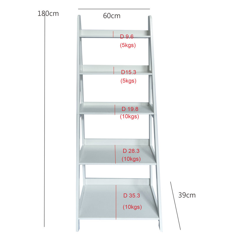 Milene 180cm H x 60cm W Ladder Bookcase