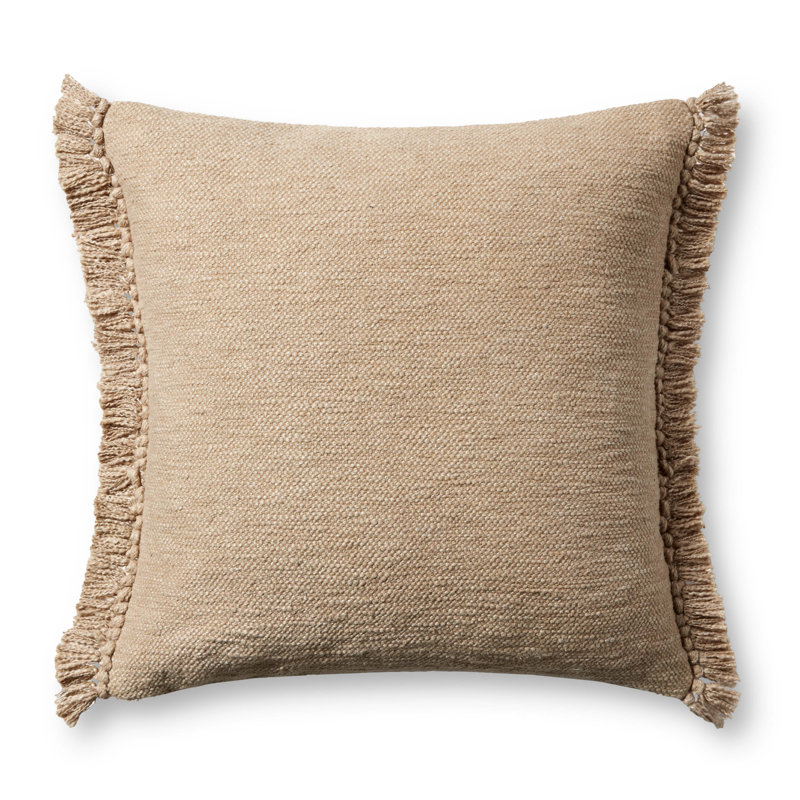 Coussin Magnolia Home par Joanna Gaines x Loloi Jett, Duvet, Beige
