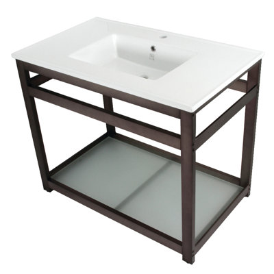 Lavabo de salle de bain rectangulaire en céramique avec trop-plein Quadras