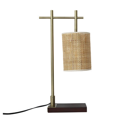 Lampe de table de chevet avec abat-jour en bambou Nordic