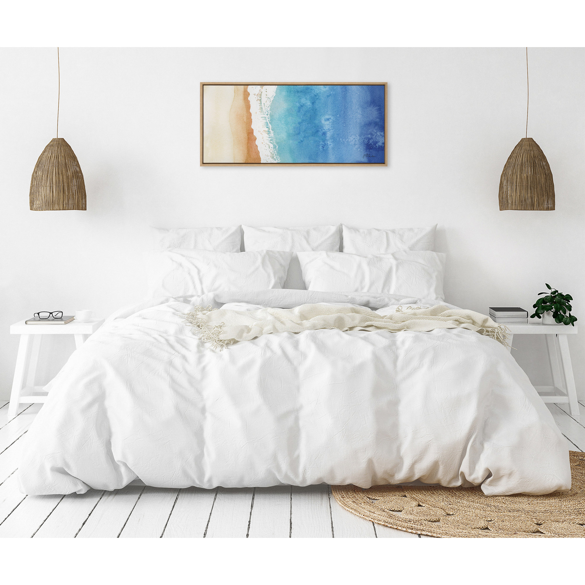 Ayliah Ocean Wake Framed Canvas by Julie Maida, 18" H x 40" W x 1.6" D