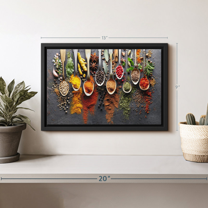 Différentes épices, reproduction sur toile, H 9 po x l 13 po