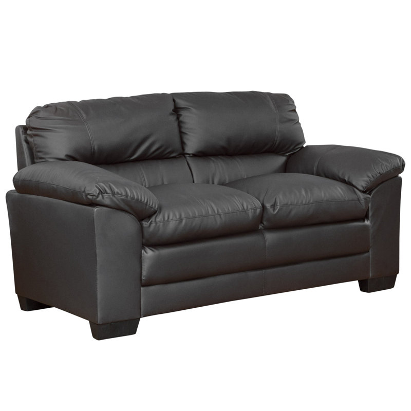 Robidoux 2 Seater Faux Leather Loveseat, Black