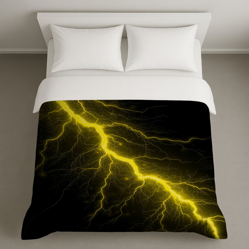 Housses de couette éclair jaunes, Queen