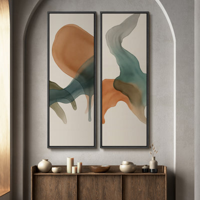Vintage Landscape Wall Art - 20x60 inches Framed Canvas Set of 2