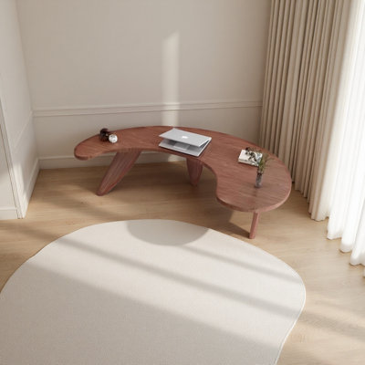 Solid wood curved irregular-shaped desk
