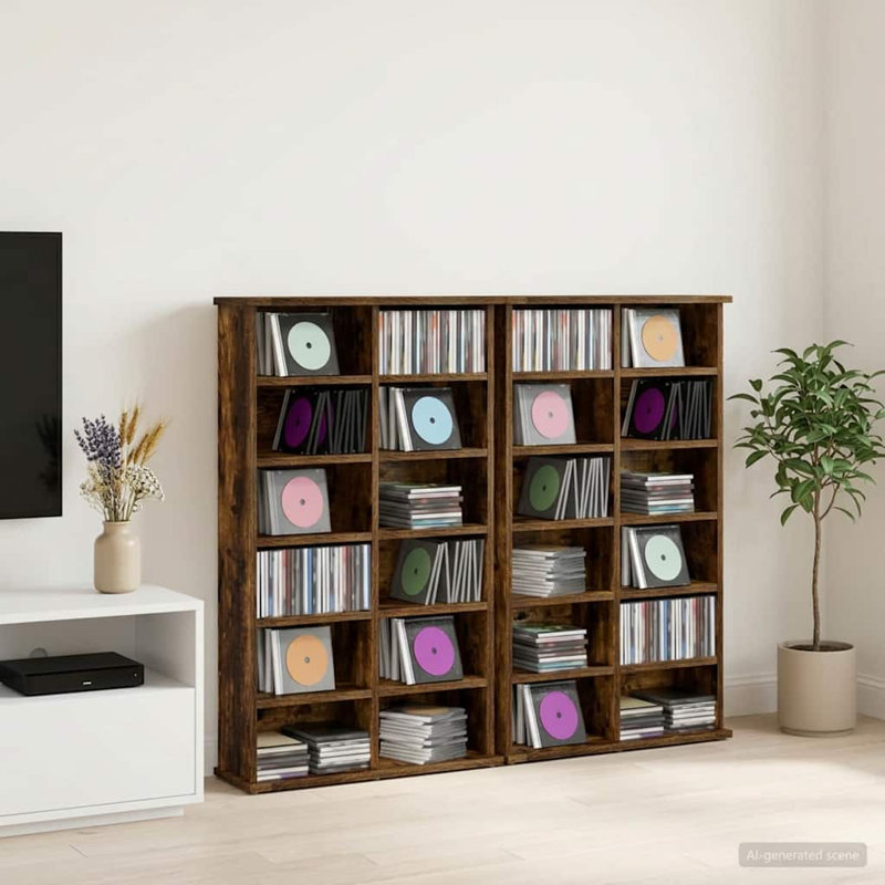 92 cm H Media Shelves, Smoked Oak