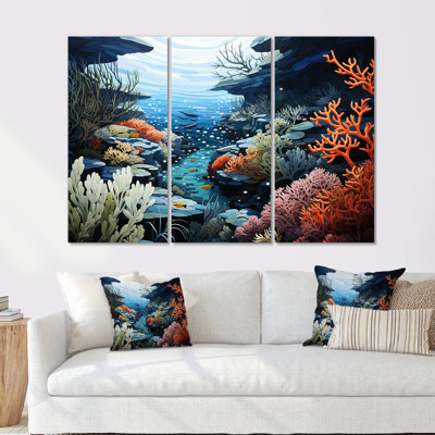 Scènes marines profondes - ensemble d'art mural corail sous l'eau