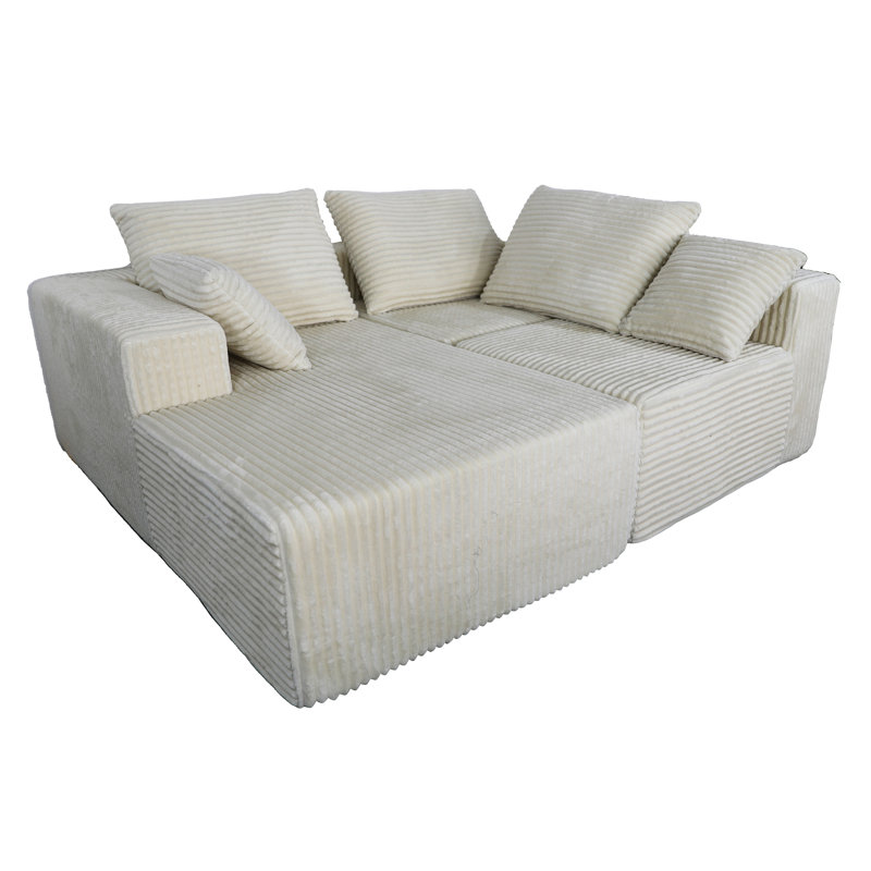 Lit d'angle beige avec toucher doux, tissu d'usure et combinaisons multiples pour un canapé pratique à domicile