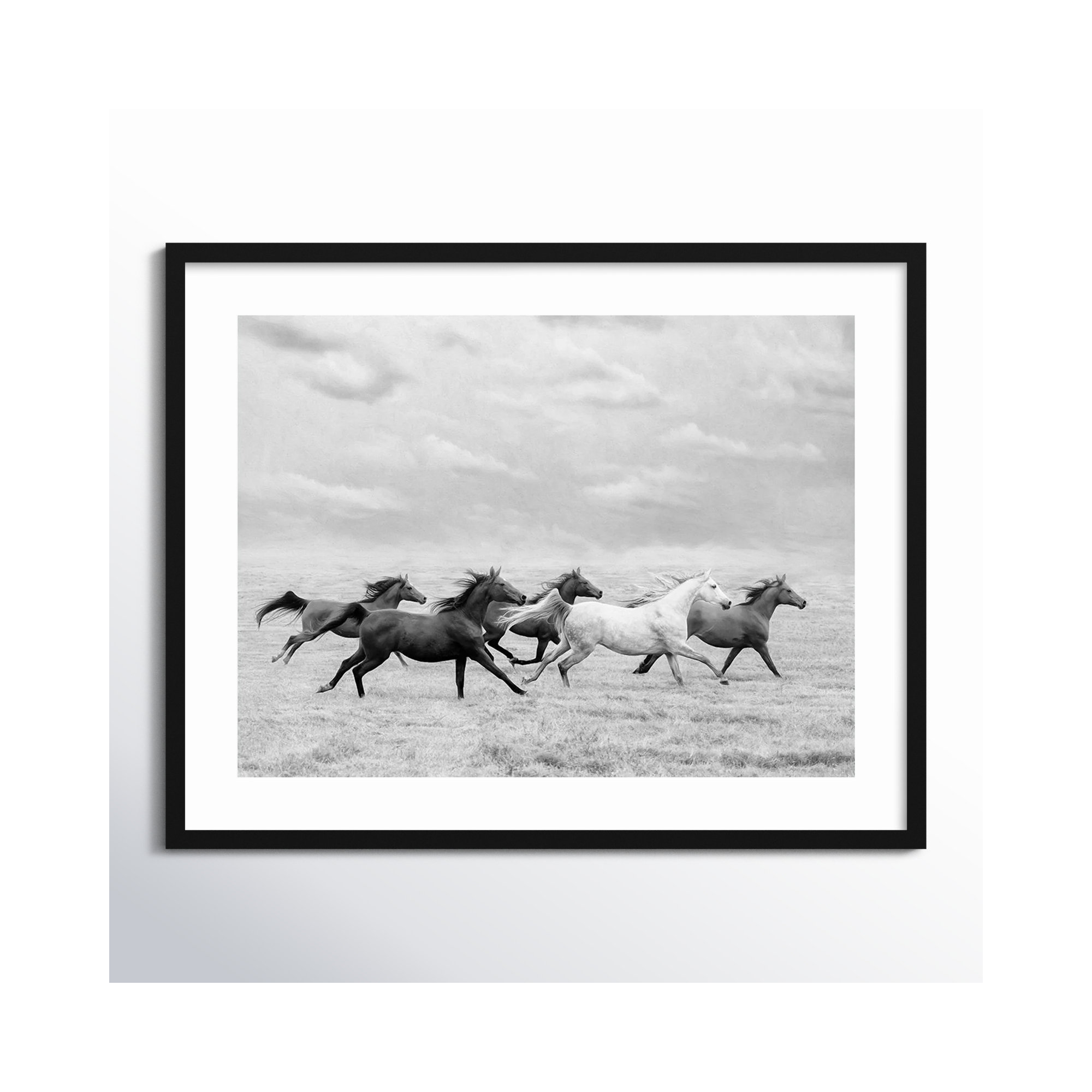 Horse Run I by PHBurchett, 27" H x 33" W, Black