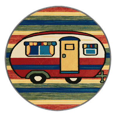 Machine Washable Transportation Brown Area Rug
