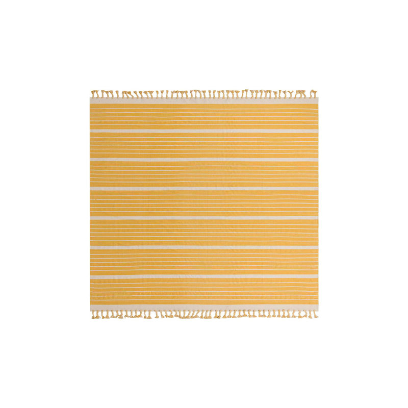 Abish Cotton Striped Indoor Rug, Square 7'1"