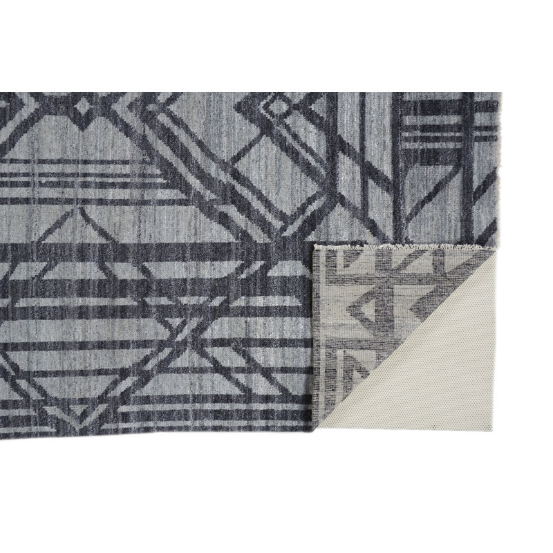 Vivien Hand Knotted Wool Geometric Area Rug, Rectangle 5' x 8'