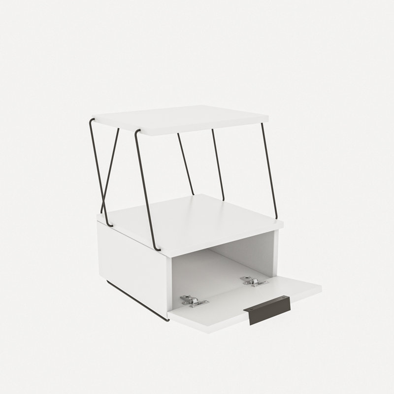 Table de chevet 1 tiroir Derria, Blanc