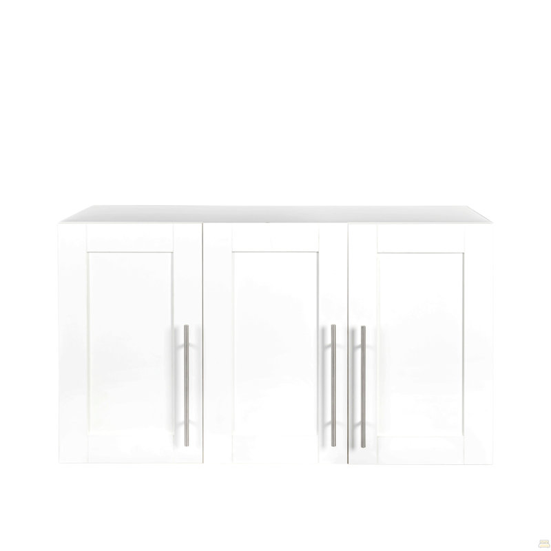 Armoire de rangement murale empilable, P 15,75 po x l 35,43 po x H 19,69 po, blanc