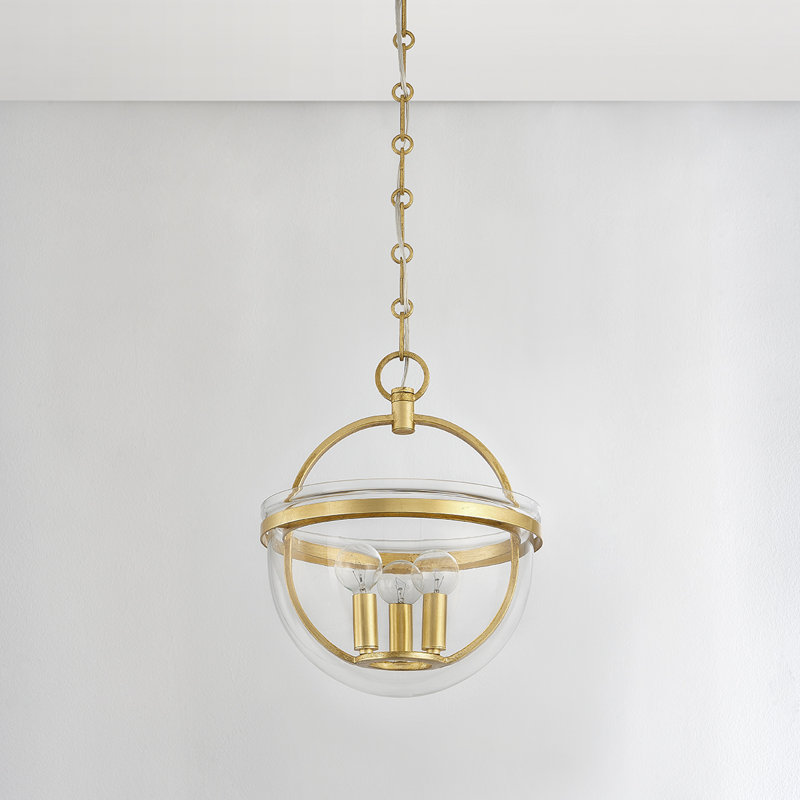 MALLOY 3 LIGHT LANTERN, Vintage Gold Leaf