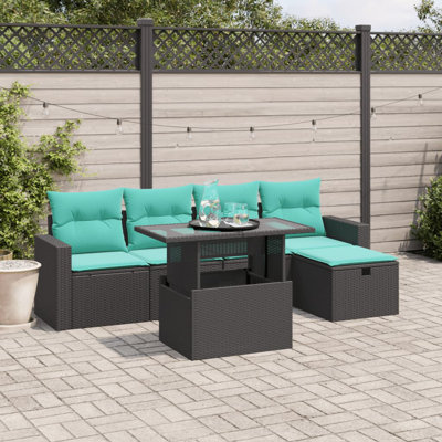  Ensemble de canapé de patio 6 pièces avec coussins en rotin de polyester
