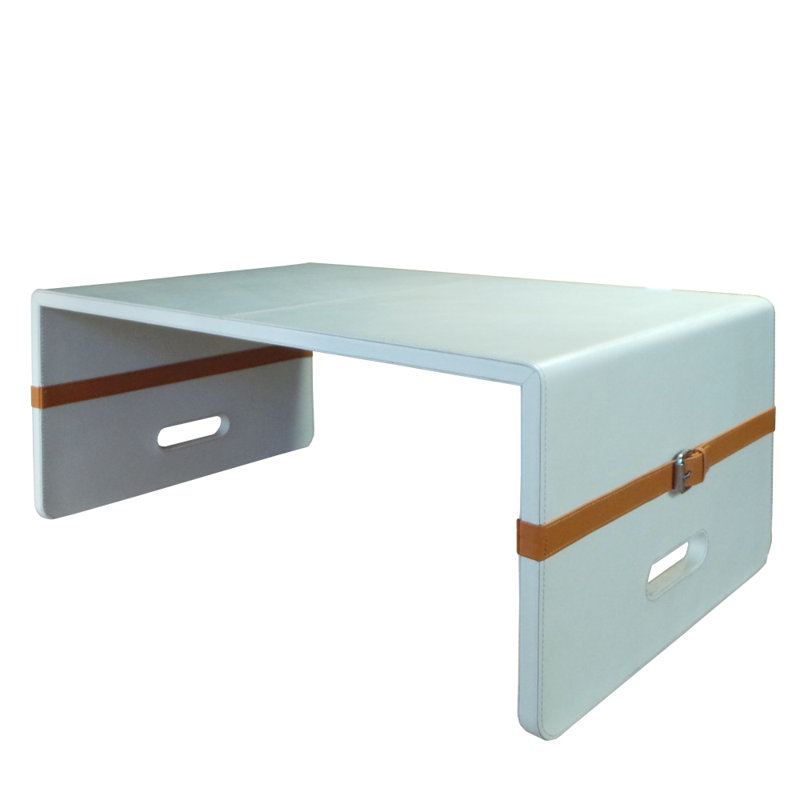 Serge de Troyer Leather Breakfast Laptop Tray, Cream/Orange