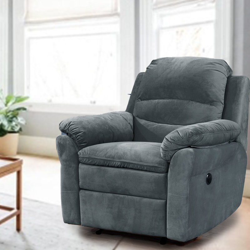 Fauteuil inclinable rembourré en polyester électrique, Gris