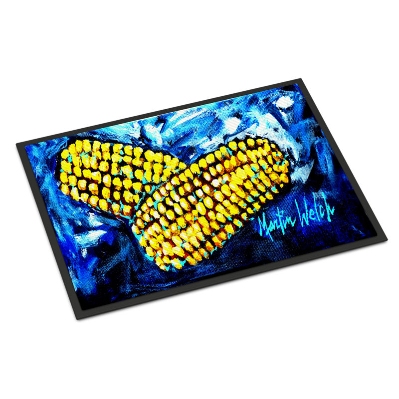Colorful Corn Print Rubber Outdoor Entryway Doormat