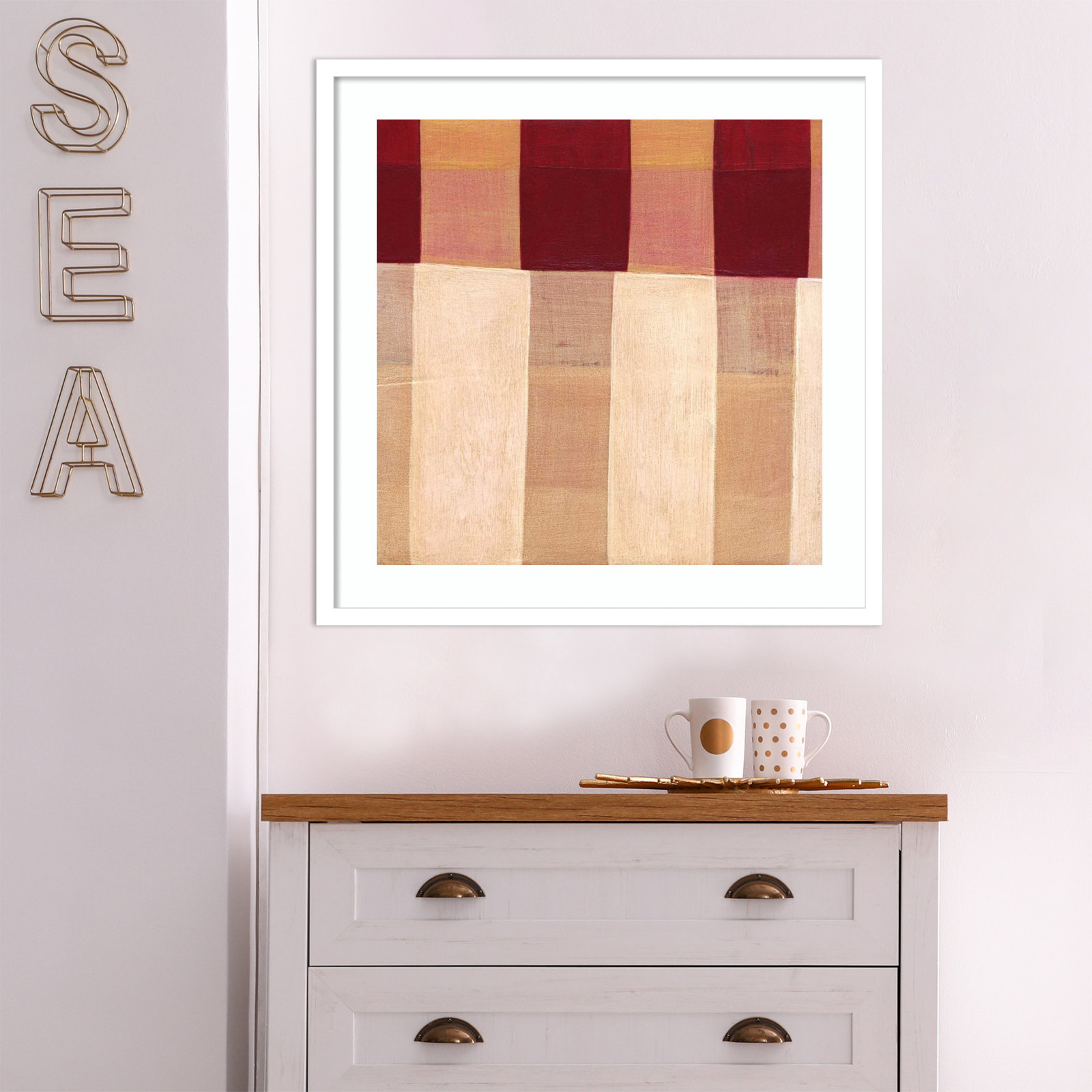 Broken Stripes 1 by Laura Nugent, White, 25" H x 25" W x 1" D