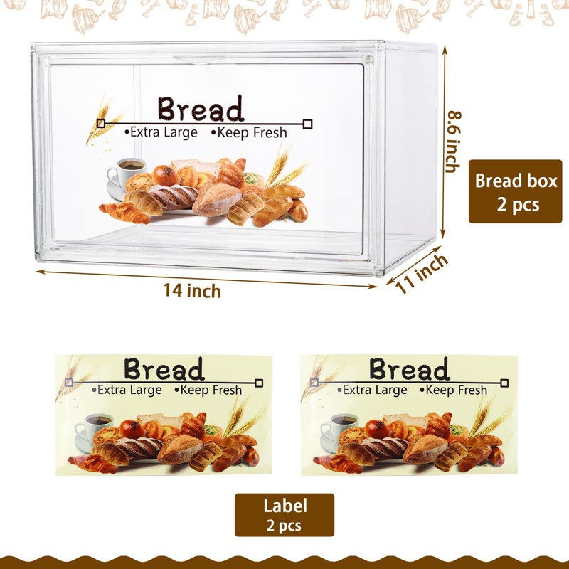 2 PCS grande boîte à pain pour le comptoir, récipient de rangement double couche empilable, boîtes transparentes pour comptoir de cuisine, garde-pain pour bagel fait maison, muffins, petits pains