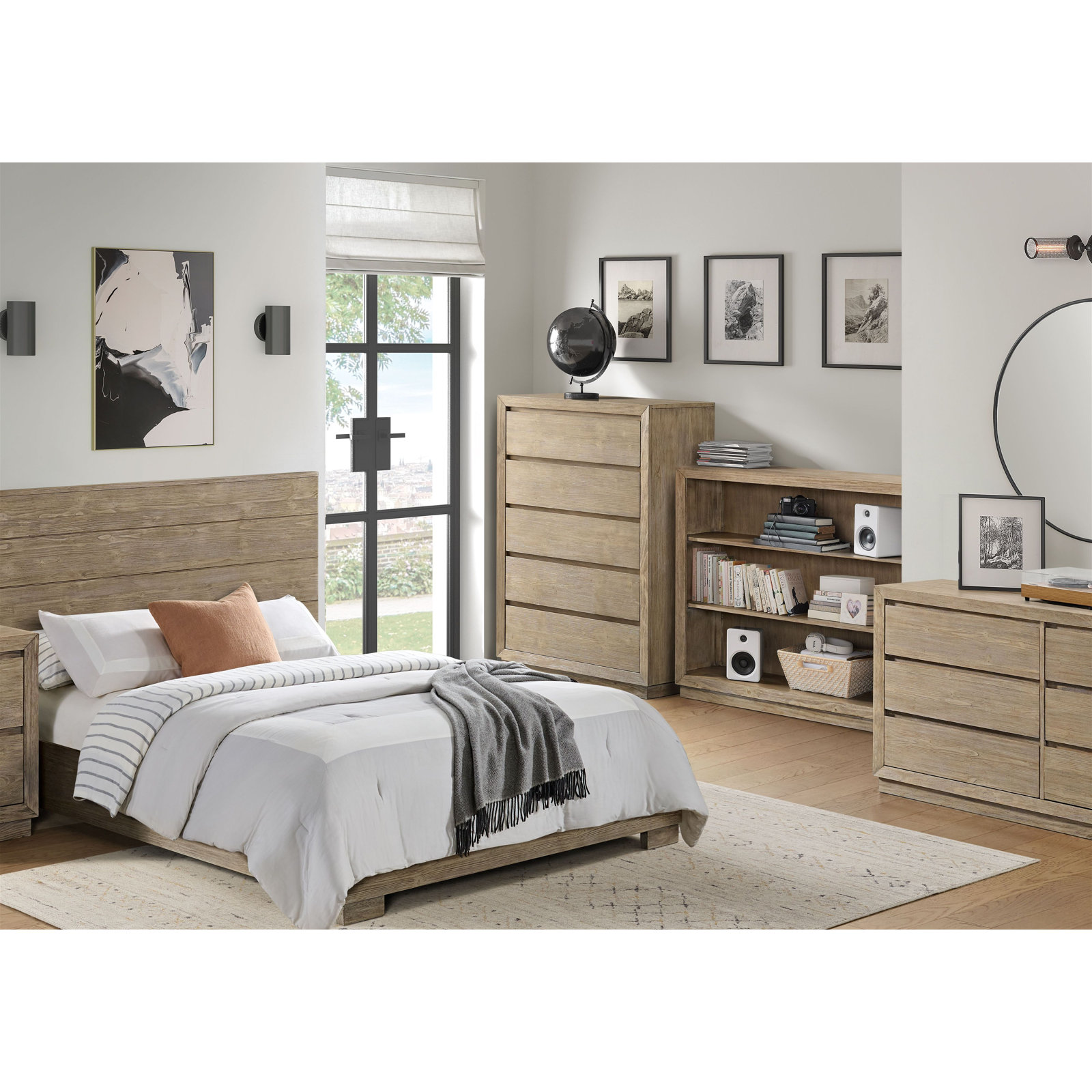 Albie Pine Complete Bed, Full, Sandstone
