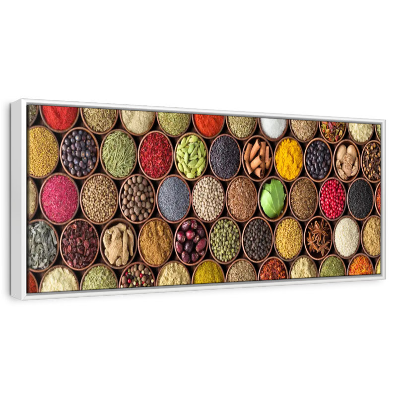 Épice de toutes sortes, Cadre flottant blanc, 49" X 17"