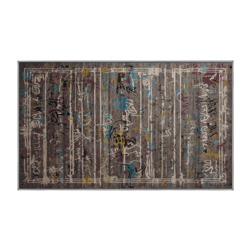 Machine Washable Gray Area Rug, Rectangle 8' x 12'
