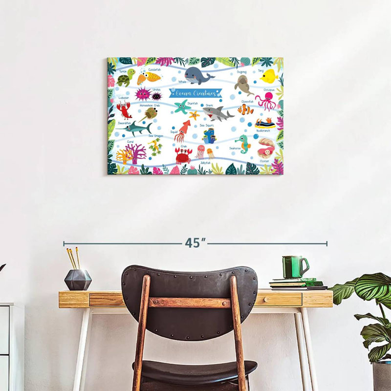 Ashelle Ocean Creatures Chart, 20" H x 30" W