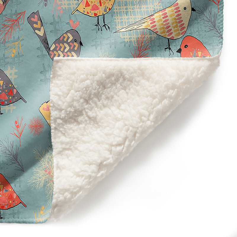 Couverture en sherpa Outline Birdies, l 51 po x L 60 po