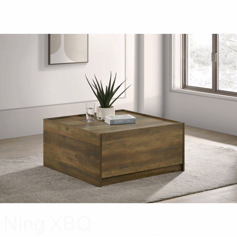 Table basse carrée 31,5 "avec 2 tiroirs en chêne