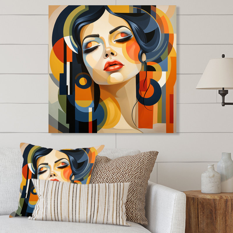 Art Portrait de femme II - décorations murales abstraites en métal, H 16 po x l 16 po x P 1 po