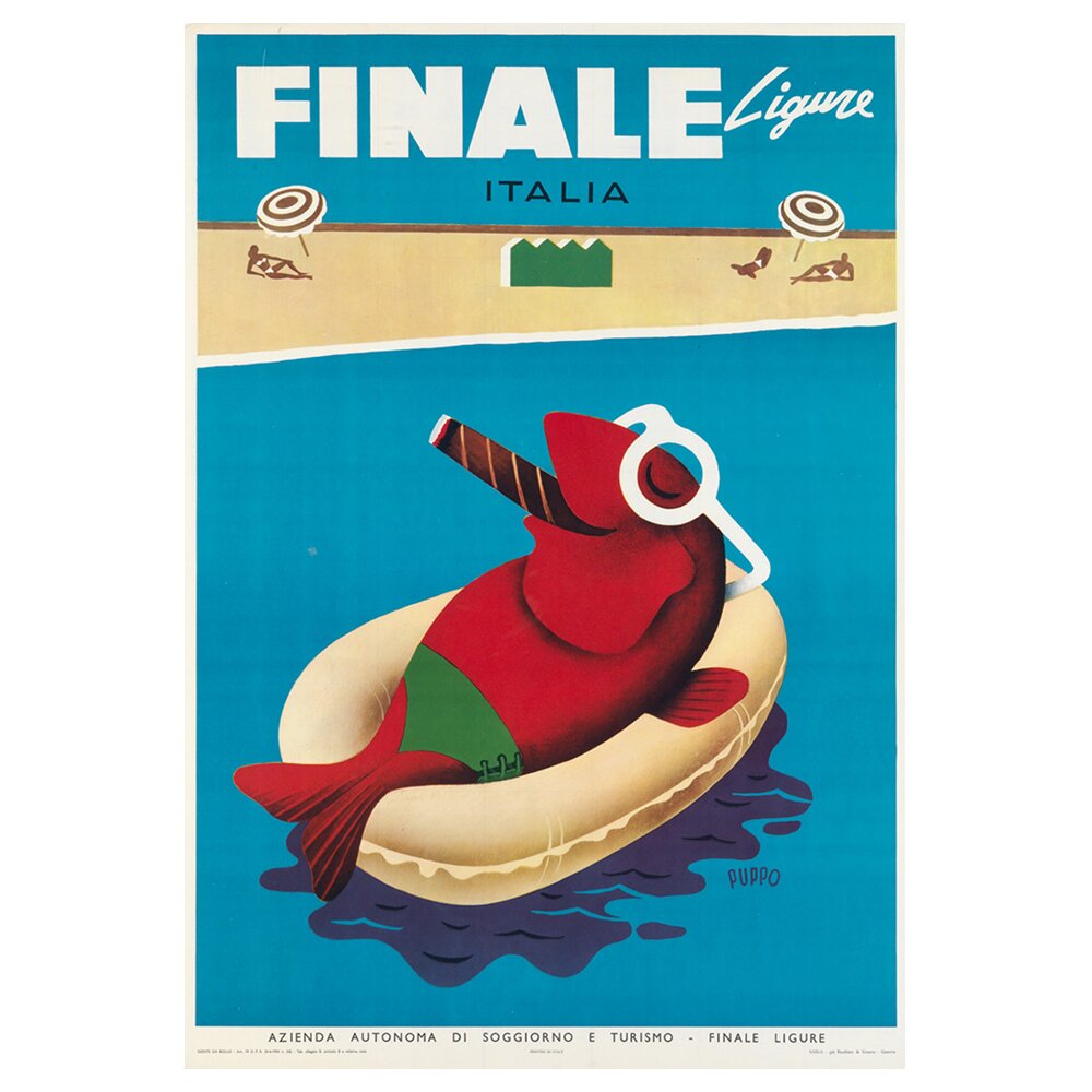 Vintage Tourist Poster Finale Ligure - Leinwanddruck, Wanddekoration