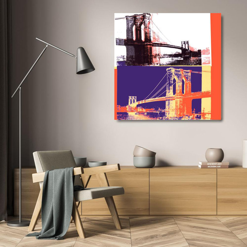 Pont de Brooklyn, 1990 (pont noir / fond blanc), H 20 po x l 20 po