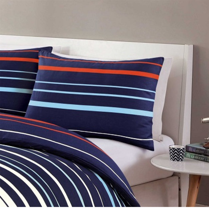 Kubilay Cotton Blend Striped Duvet Cover Set with Pillowcases Included, Kingsize - 2 Standard Pillowcases