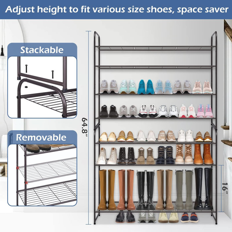 24 Pair Stackable Shoe Rack, Bronze
