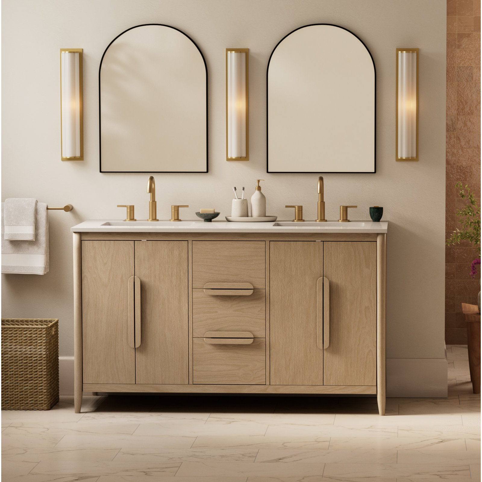 Elinor 60" Double Sink Bathroom Vanity with Quartz Top 