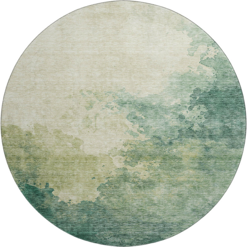 Premium Machine Washable Ducote AMF1138 Watercolors Rug, Round 8'