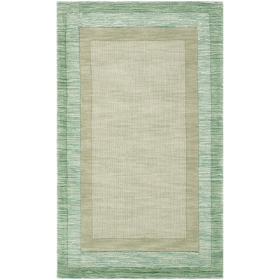 Frederica Geometric Handmade Tufted Wool Green/Beige Area Rug