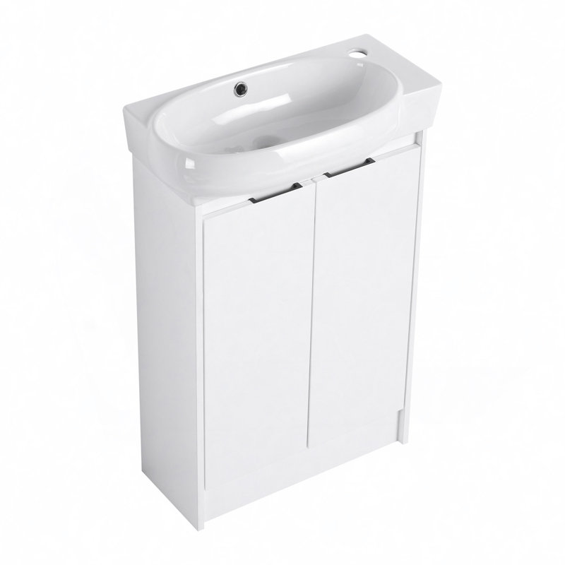 Meuble-lavabo autoportant avec lavabo, portes à fermeture douce
