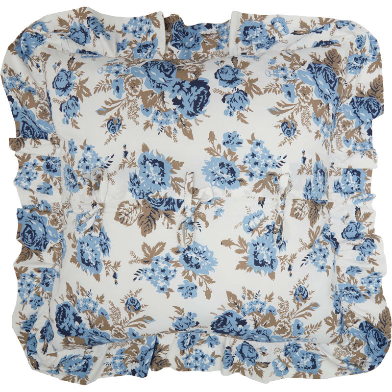 Annie Floral 100% Cotton Ties Sham, Dusk Blue/Soft White/Portabella