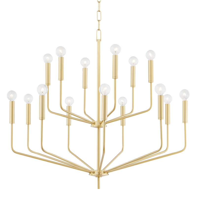 15-Light Chandelier, Laiton vieilli
