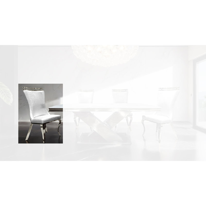 Ensemble de 2 chaises d'appoint Ludgera, Gris, Chrome chrome