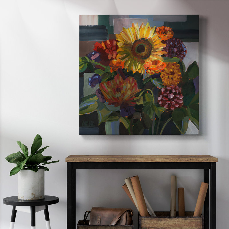Bouquet d'anniversaire - Toile tendue avec châssis de qualité supérieure - prête à être accrochée